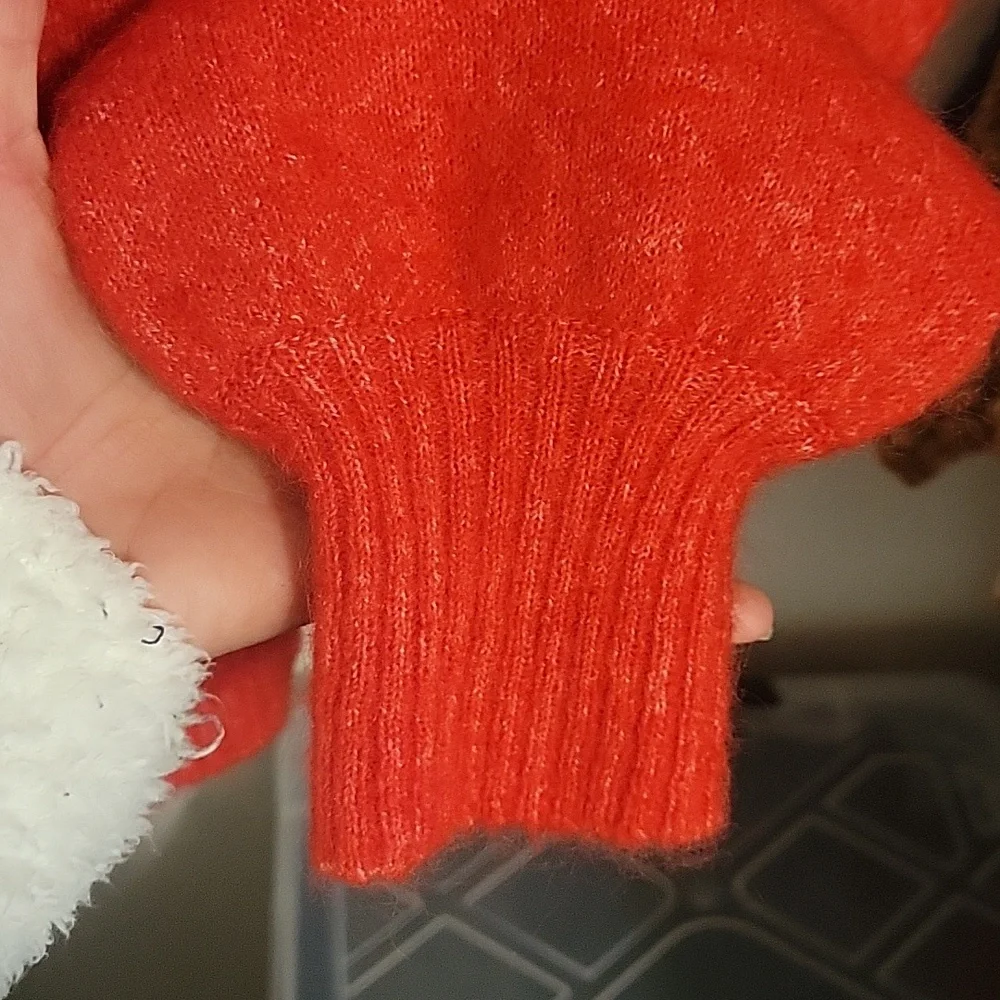 Sezane Red Crewneck Button-Front Sweater - Picture 8 of 9